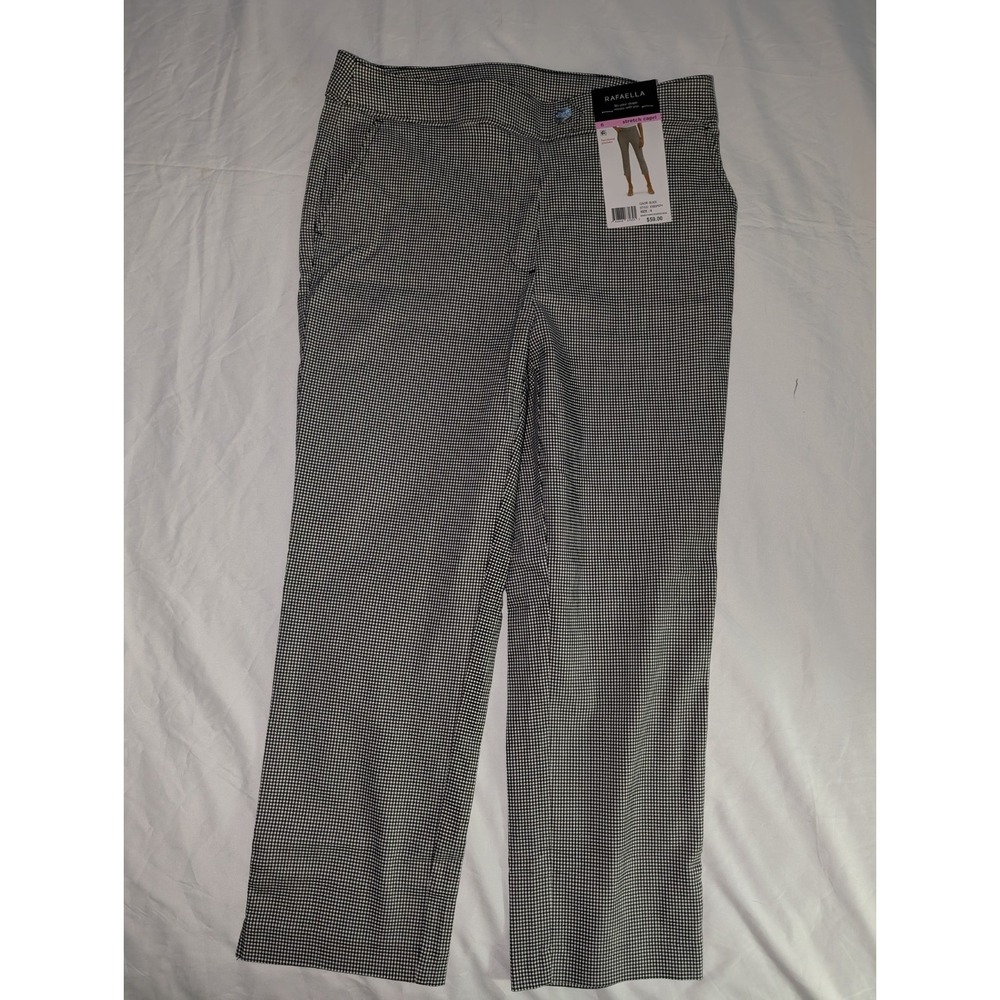 NWT Rafaella Women's Size 6 Black and White Checkered Stretch Capri Pants NEW